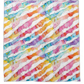 水カラフル色の抽象芸術ストライプ シャワーカーテン (正面)