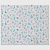 水カラフル色の文房模様（白） ラッピングペーパー (フラット)
