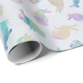 水カラフル色の文房模様（白） ラッピングペーパー (ロールコーナー)
