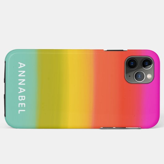 水カラフル色の明るい虹のストライプ名前 Case-Mate iPhoneケース (裏面(横))