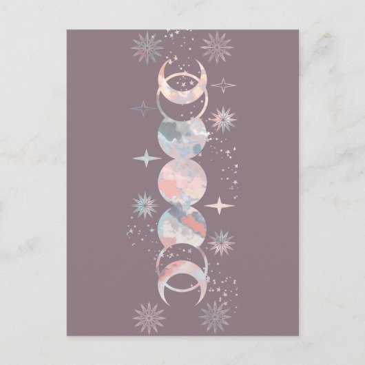 水カラフル色の月 インビテーションポストカード (正面)