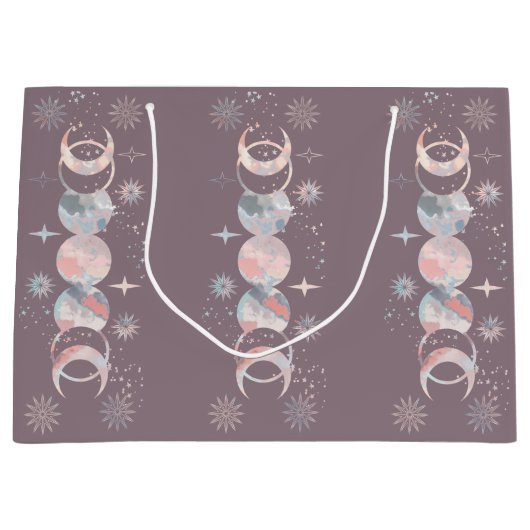 水カラフル色の月 ラージペーパーバッグ (正面)