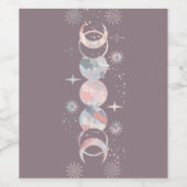 水カラフル色の月 ワインラベル (シングルラベル)