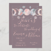 水カラフル色の月 招待状 (正面/裏面)