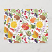 水カラフル色の果物とハーブ柄 ポストカード (正面/裏面)