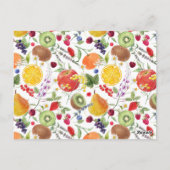 水カラフル色の果物とハーブ柄 ポストカード (裏面)