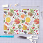 水カラフル色の果物とハーブ柄 薄葉紙 (クラフト)