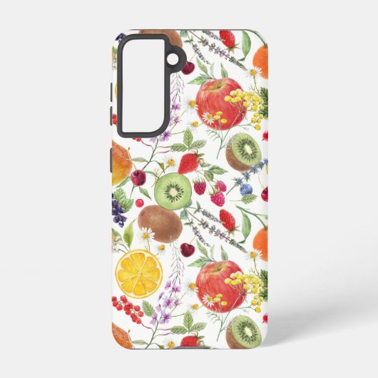 水カラフル色の果物とハーブ柄 SAMSUNG GALAXYケース (裏面)