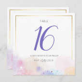 水カラフル色の結婚テーブルカード 招待状 (正面/裏面)