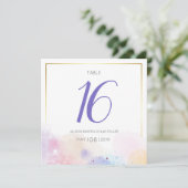 水カラフル色の結婚テーブルカード 招待状 (スタンド正面)