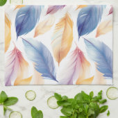 水カラフル色の羽 キッチンタオル (折り畳み)