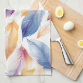 水カラフル色の羽 キッチンタオル (四つ折り)