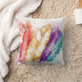 水カラフル色の羽 クッション (ブランケット)