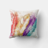 水カラフル色の羽 クッション (裏面)