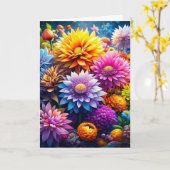 水カラフル色の花おばあちゃんの誕生日 カード (黄色い花)