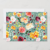 水カラフル色の花と書跡アクセント 招待状 (裏面)