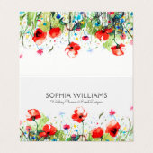 水カラフル色の花と赤ポピー 名刺 (外部フラット)