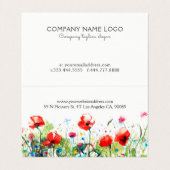 水カラフル色の花と赤ポピー 名刺 (内部フラット)