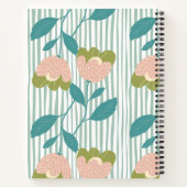 水カラフル色の花のガーリースタイルモノグラム ノートブック (裏面)