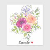 水カラフル色の花の素朴花束 シール (シート)