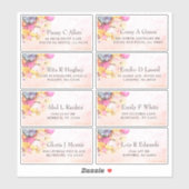 水カラフル色の花の結婚ゲストアドレス シール (シート)