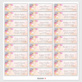 水カラフル色の花の結婚ゲストアドレス シール (シート)