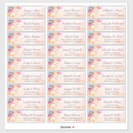 水カラフル色の花の結婚ゲストアドレス シール