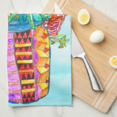 水カラフル色の花びらキッチンタオル キッチンタオル (四つ折り)