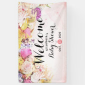 水カラフル色の花ベビーシャワーへようこそ 横断幕 (縦)