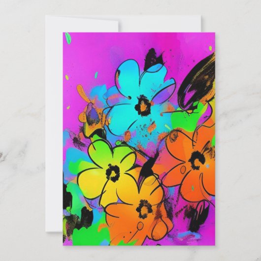 水カラフル色の花明るい赤紫色オレンジ子猫 サンキューカード (正面)