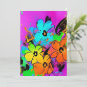 水カラフル色の花明るい赤紫色オレンジ子猫 サンキューカード (スタンド正面)