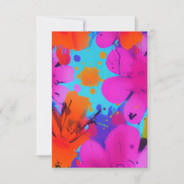 水カラフル色の花明るい赤紫色 サンキューカード