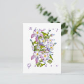 水カラフル色の花束オダマキ(植物)と緑 ポストカード (スタンド正面)
