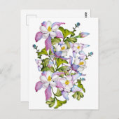 水カラフル色の花束オダマキ（植物）と緑 ポストカード (正面/裏面)