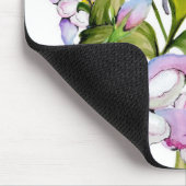 水カラフル色の花束オダマキ（植物）と緑 マウスパッド (コーナー)