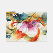 水カラフル色の花 フリースブランケット (正面(横))