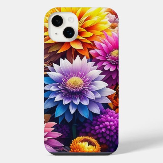 水カラフル色の花 iPhoneケース (裏面)