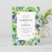 水カラフル色の花Sage Green結婚's 招待状 (スタンド正面)