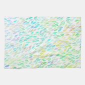 水カラフル色の葉パターン キッチンタオル (横)