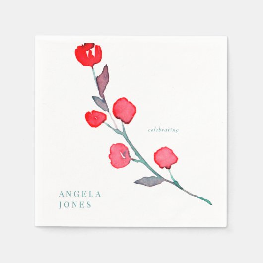 水カラフル色の葉ブライダルシャワー スタンダードカクテルナプキン (正面)