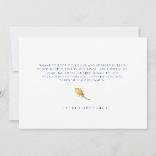 水カラフル色の葬儀ありがとうご名前メッセージ サンキューカード (裏面)