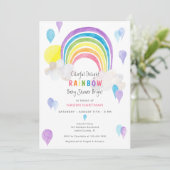 水カラフル色の虹のおもしろい赤ちゃんシャワー 招待状 (スタンド正面)