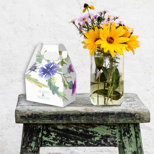 水カラフル色の野結婚花 フェイバーボックス