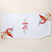 水カラフル色の鳥モノグラムパーソナライズされた ビーチタオル (正面)