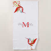 水カラフル色の鳥モノグラムパーソナライズされた ビーチタオル (正面)