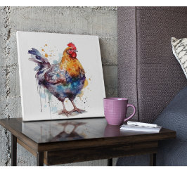 水カラフル色の鶏肉 メタルプリント