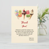 水カラフル色アイスクリーム甘い赤ちゃんシャワー サンキューカード (スタンド正面)