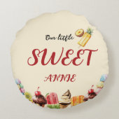 水カラフル色アイスクリーム甘い赤ちゃんシャワー ラウンドクッション (裏面)