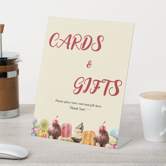 水カラフル色アイスクリーム甘い赤ちゃんシャワー 台座サイン (インサイチュ)