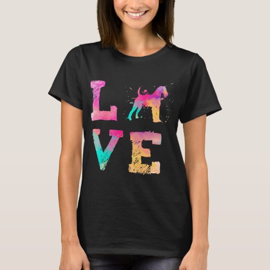水カラフル色アイリ絵を描ッシュテリア犬の愛R Tシャツ (正面)